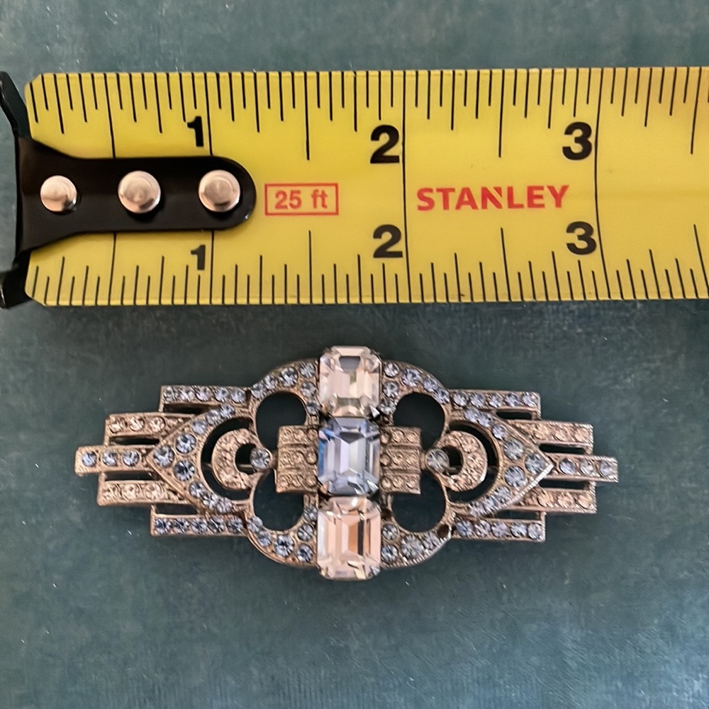 Vintage 80s Blue & Clear Brooch - Picture 2 of 3